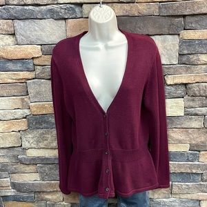 Maroon American Living ladies v-neck cardigan